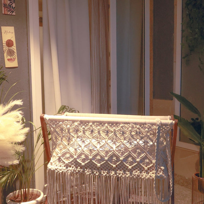 Macrame rocking cradle