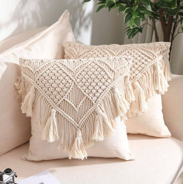 Macrame tassel cushion cover