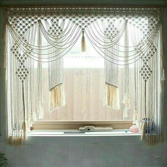 Macrame window curtain