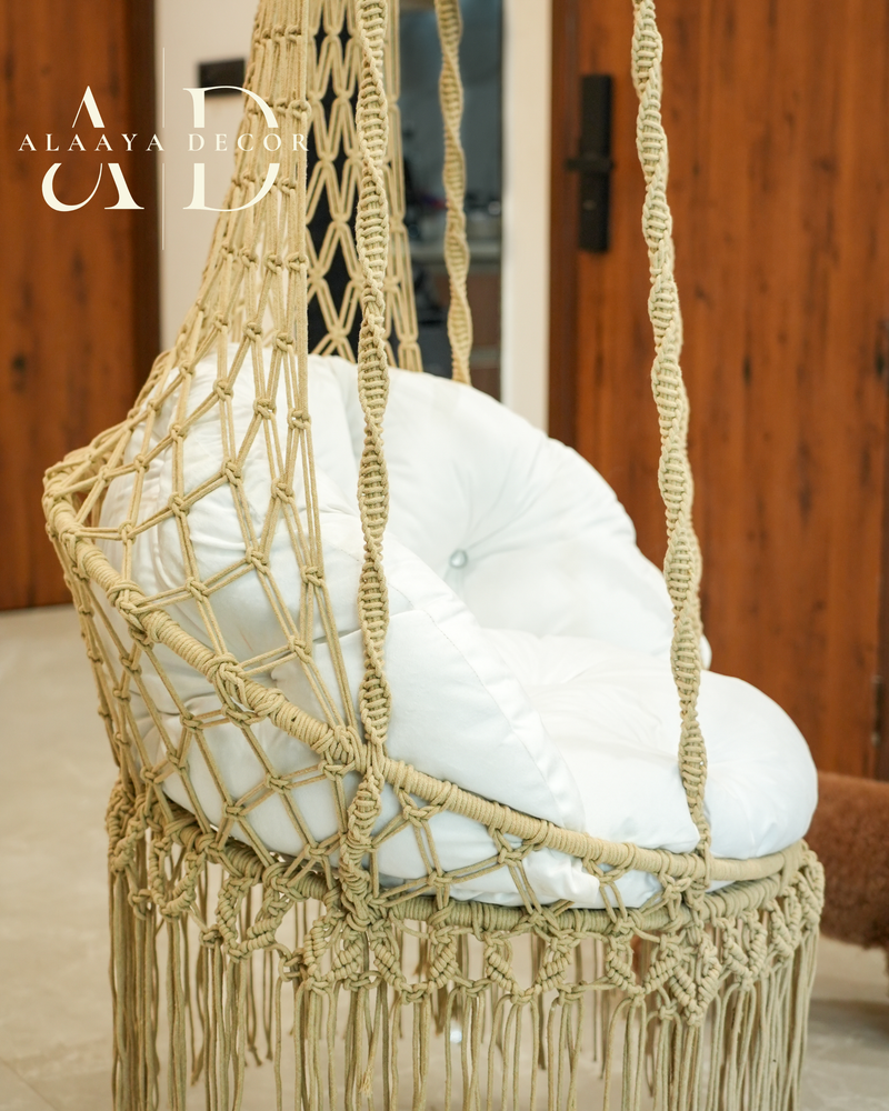 Macrame Swing- Biege and White