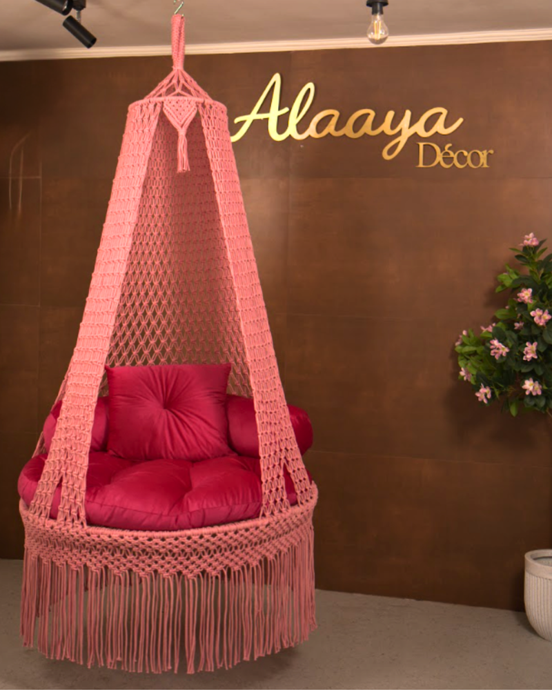 Macrame swing- Pretty in Pink