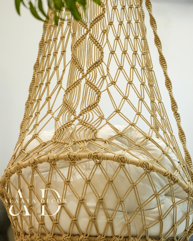 Macrame Swing- Biege and White