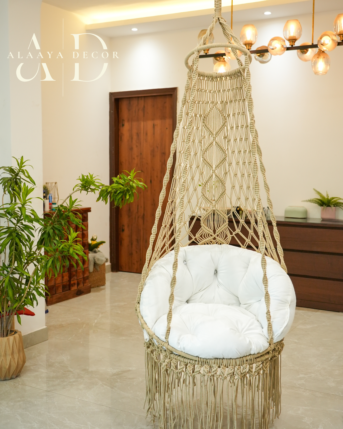 Macrame Swing- Biege and White