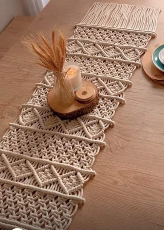 Macrame table and bed runner