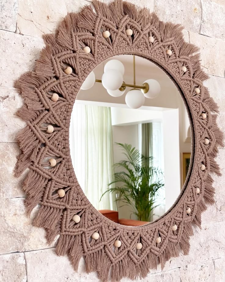 Latte Macrame Mirror
