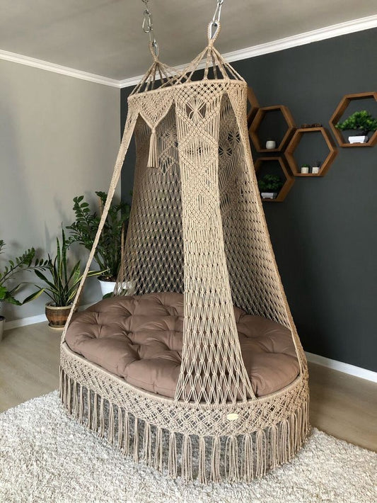 Macrame beige bed swing