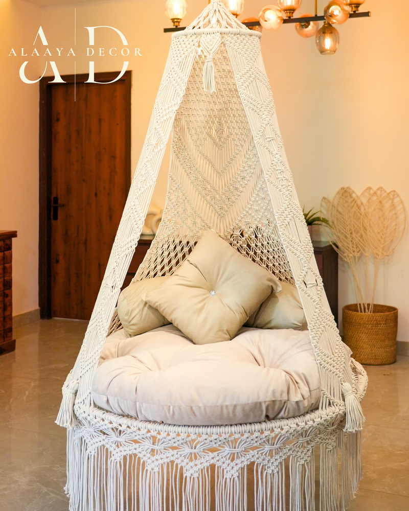 Emerald Macrame Swing – Statement Single Seater, 40 inches